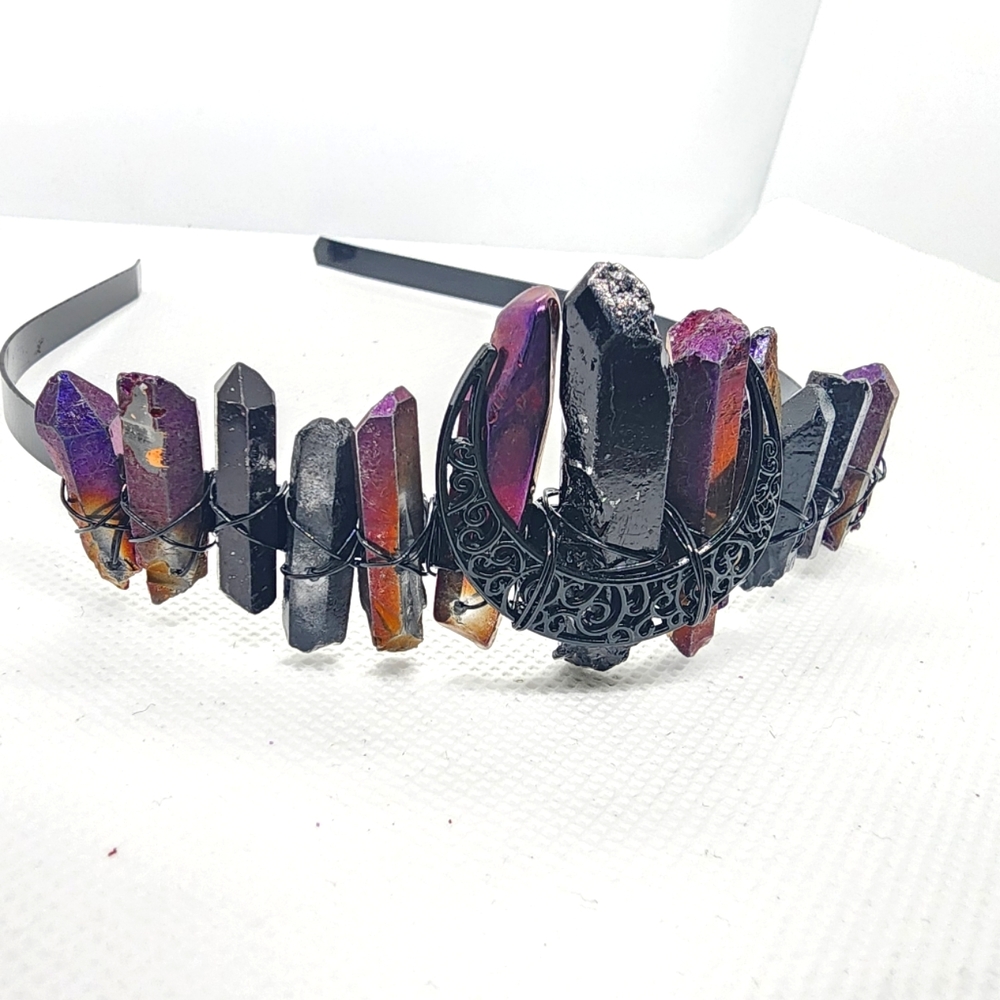 Rainbow Obsidian crystal tiara